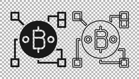 Black Blockchain technology Bitcoin icon isolated on transparent background イラスト素材