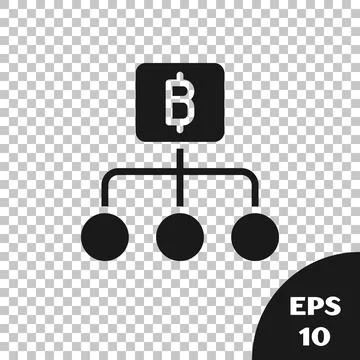 Black Blockchain technology Bitcoin icon isolated on transparent background 스톡 일러스트