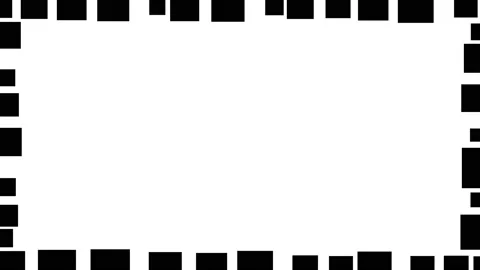Black blocks frame around a white background, stop motion border animation Stock Footage 154943990