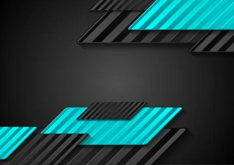 Black blue abstract geometric tech vector background Stock Illustration