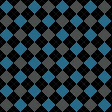 Black, blue and gray argyle pattern repeat background Stock Illustration