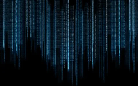 Black blue binary system code background 스톡 일러스트