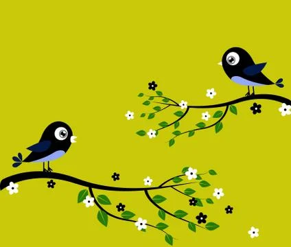 Black blue birds Stock Illustration