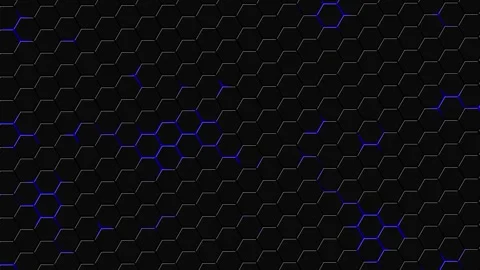 Black blue glowing hexagons. the concept of cyber honeycombs Stock Footage 277352199