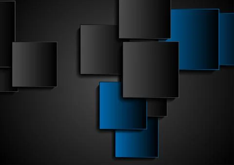 Black blue squares abstract tech geometric minimal background イラスト素材