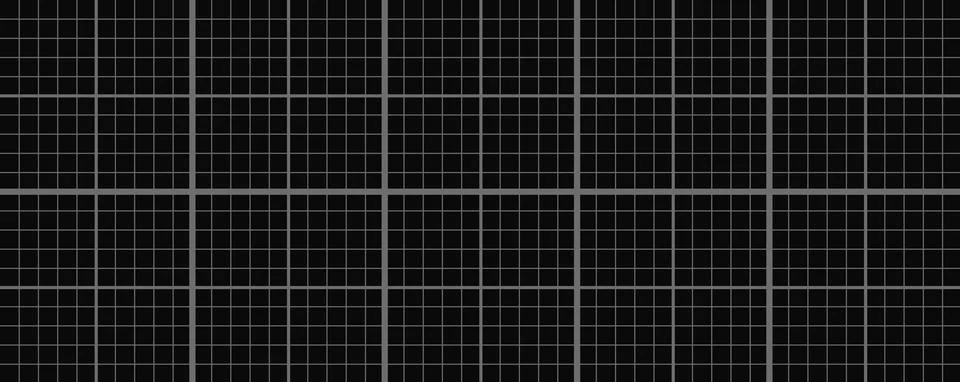 Black blueprint grid background. Square graph paper with bold blocks and th.. Stock Illustration