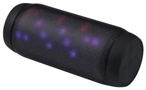 Black bluetooth speaker isolated on white background. Stock Photos