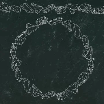 Black Board Background and Chalk. Wreath Round Frame of Popular Steak Types.S Stock Illustration
