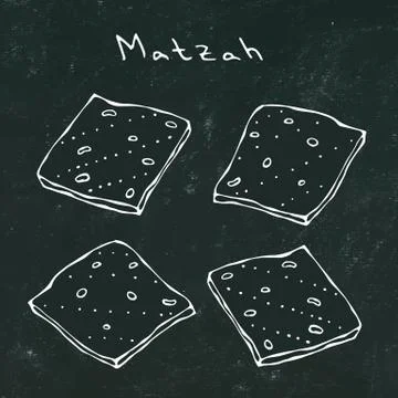 Black Board Background. Matzah or Matzo, Unleavened bread for Pesach, Jewish Stock Illustration
