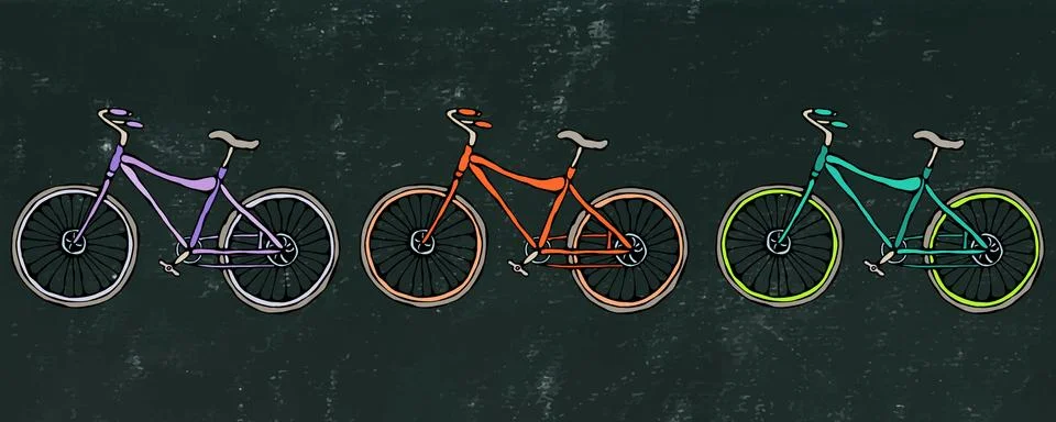 Black Board Background. Vector hand drawn illustration of city bicycle in ink Stock Illustration