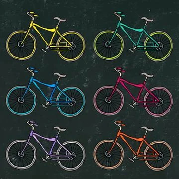 Black Board Background. Vector hand drawn illustration of city bicycle in ink Stock Illustration