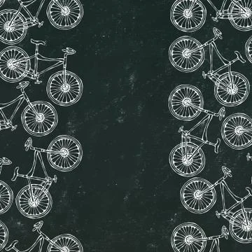 Black Board Background. Vector hand drawn illustration of city bicycle in ink Stock Illustration