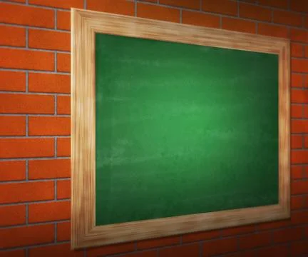 Black board on brick wall Stock Illustration