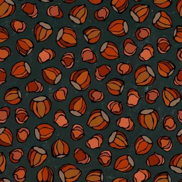 Black Board. Hazelnut Seamless Endless Pattern. Whole and Peeled Hazelnut. Au Stockillustratie