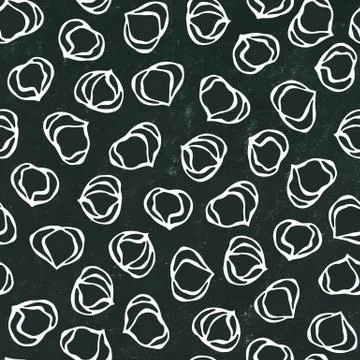 Black Board. Hazelnut Seamless Endless Pattern. Whole Peeled Hazelnut. Autumn or Stock Illustration