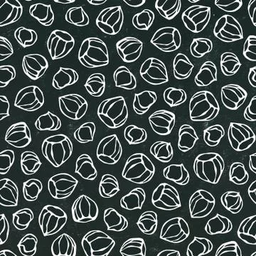 Black Board. Hazelnut Seamless Endless Pattern. Whole and Peeled Hazelnut Stock Illustration