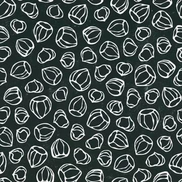 Black Board. Hazelnut Seamless Endless Pattern. Whole and Peeled Hazelnut Stock Illustration