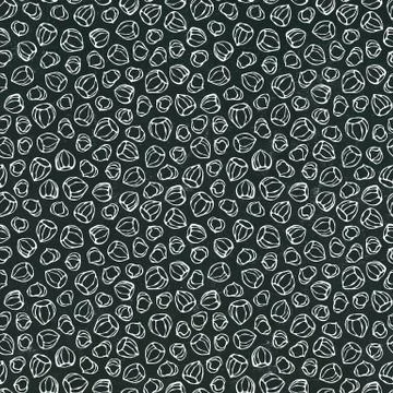 Black Board. Hazelnut Seamless Endless Pattern. Whole and Peeled Hazelnut Stock Illustration
