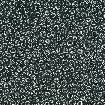 Black Board. Hazelnut Seamless Endless Pattern. Whole and Peeled Hazelnut イラスト素材