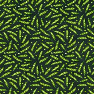 Black Board. Seamless Endless Pattern of Green Peas and Peeled Pea Pod. Healt Stock Illustration