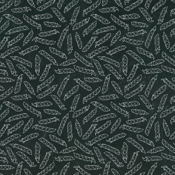 Black Board. Seamless Endless Pattern of Green Peas and Peeled Pea Pod. Healt Stock Illustration