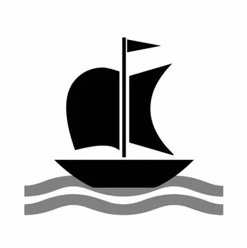 Black boat silhouette vector Stock Illustration