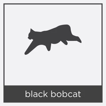 Black bobcat icon isolated on white background Stock Illustration