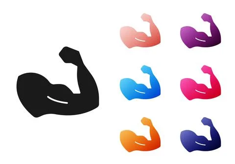 Black Bodybuilder showing his muscles icon isolated on white background. Fit Stock Illustration