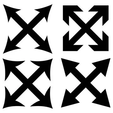 Black Bold Arrow Icon Vector Set for Navigation UI Design 스톡 일러스트
