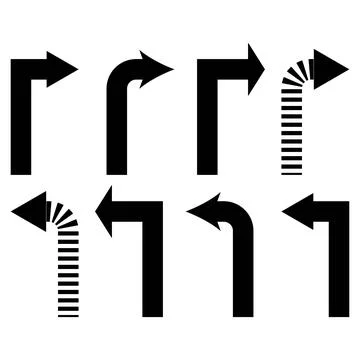 Black Bold Arrow Icon Vector Set for Navigation UI Design Stockillustratie