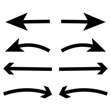 Black Bold Arrow Icon Vector Set for Navigation UI Design Stockillustratie