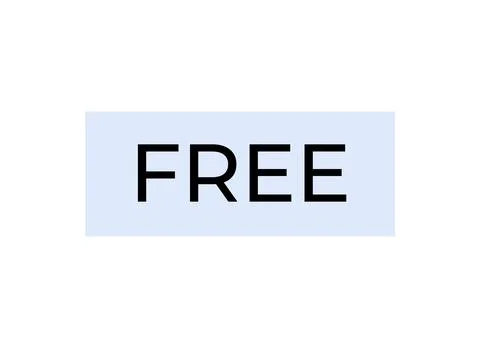 Black bold FREE text centered within a light blue rectangle on a white back.. Illustrazione stock