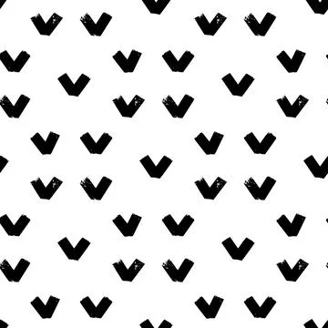 Black bold tick mark vector seamless pattern. Hand drawn geometric abstract Stock Illustration