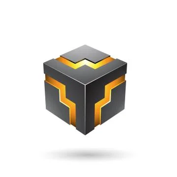 Black Bold Zigzag Cube Vector Illustration Illustrazione stock