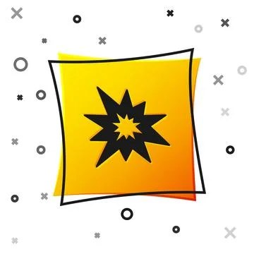 Black Bomb explosion with shrapnel and fireball icon isolated on white Stock Illustration