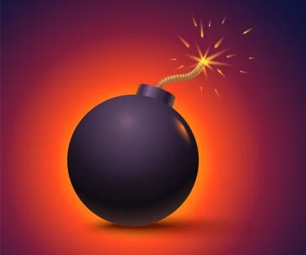 Black bomb on orange background. Stock Illustration