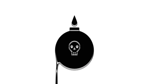 Black Bomb ready to explode icon isolated on white background. 4K Video motion Stock Footage 233814518