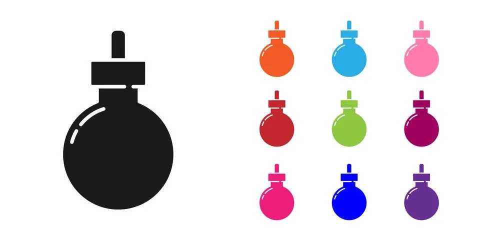 Black Bomb ready to explode icon isolated on white background. Happy Halloween イラスト素材
