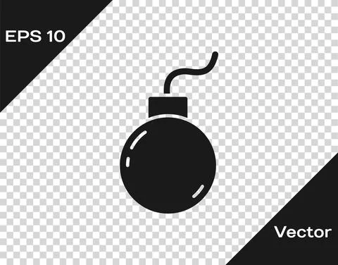 Black Bomb ready to explode icon isolated on transparent background. Vector Stock Illustration