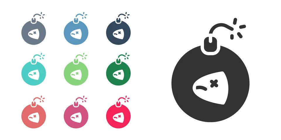 Black Bomb ready to explode icon isolated on white background. Set icons colo Stock Illustration