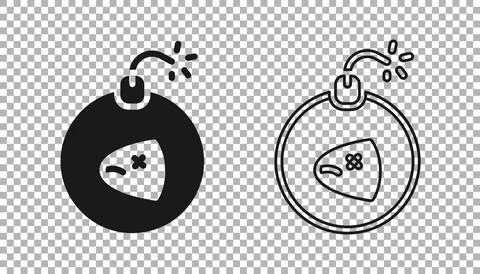 Black Bomb ready to explode icon isolated on transparent background. Vector Stock Illustration