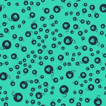 Black Bomb ready to explode icon isolated seamless pattern on green background Illustrazione stock