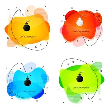 Black Bomb ready to explode icon isolated on white background. Abstract banner Stock Illustration