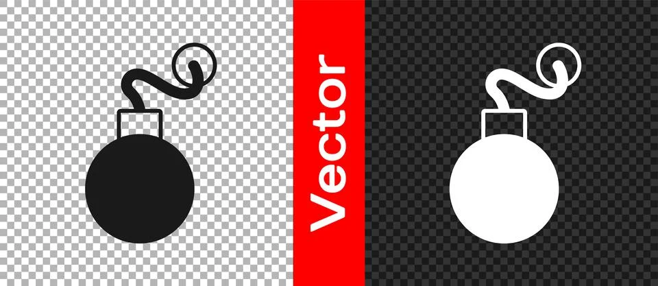 Black Bomb ready to explode icon isolated on transparent background. Vector イラスト素材