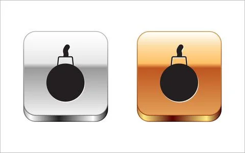Black Bomb ready to explode icon isolated on white background. Silver and g.. Stock Illustration