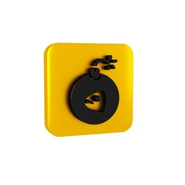 Black Bomb ready to explode icon isolated on transparent background. Yellow イラスト素材