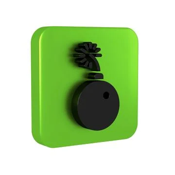 Black Bomb ready to explode icon isolated on transparent background. Green .. Illustrazione stock