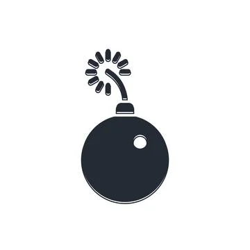 Black Bomb ready to explode icon isolated on white background.  Vector Stock Illustration