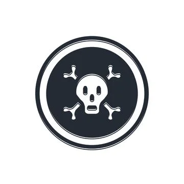 Black Bones and skull as a sign of toxicity warning icon isolated on white .. Stock Illustration