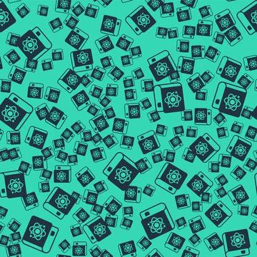Black Book about physics icon isolated seamless pattern on green background.  Stock Illustration